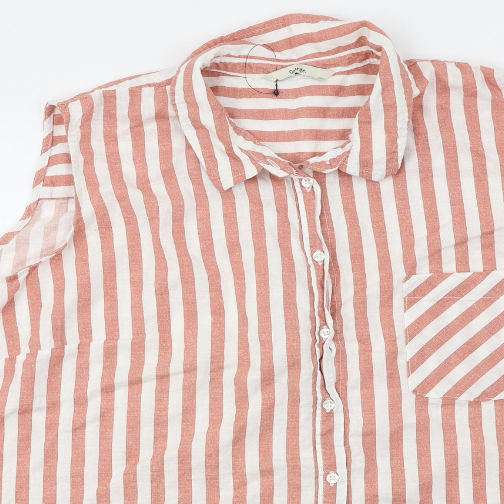 George  Womens Pink Striped  Basic Button-Up Size 24