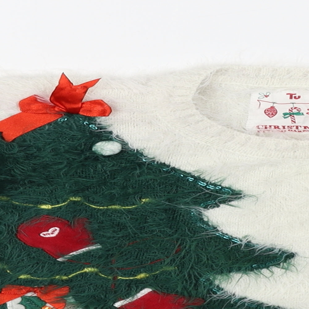 TU Boys White   Pullover Jumper Size 7 Years  - Christmas  Jumper