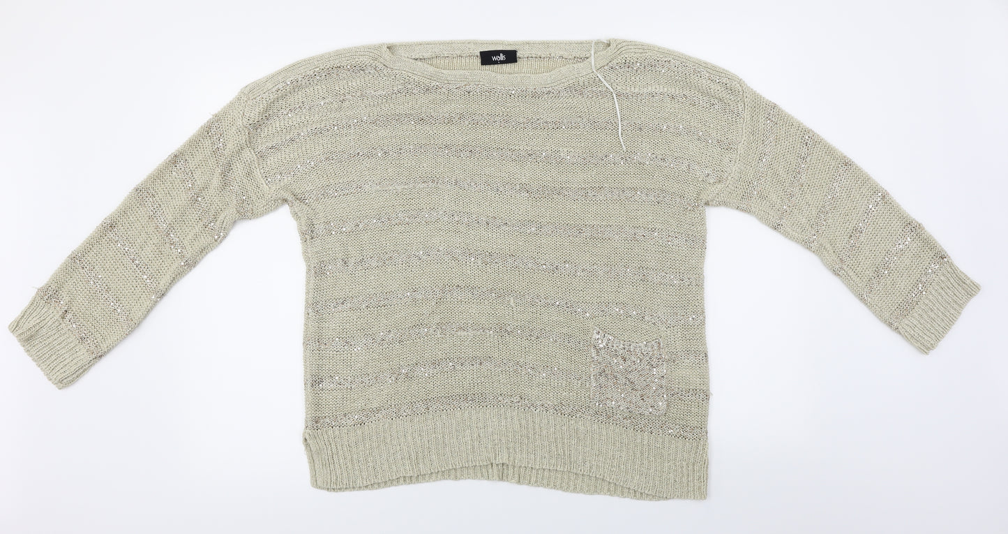 Wallis  Womens Beige Striped  Pullover Jumper Size L