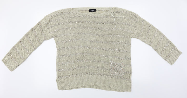 Wallis  Womens Beige Striped  Pullover Jumper Size L