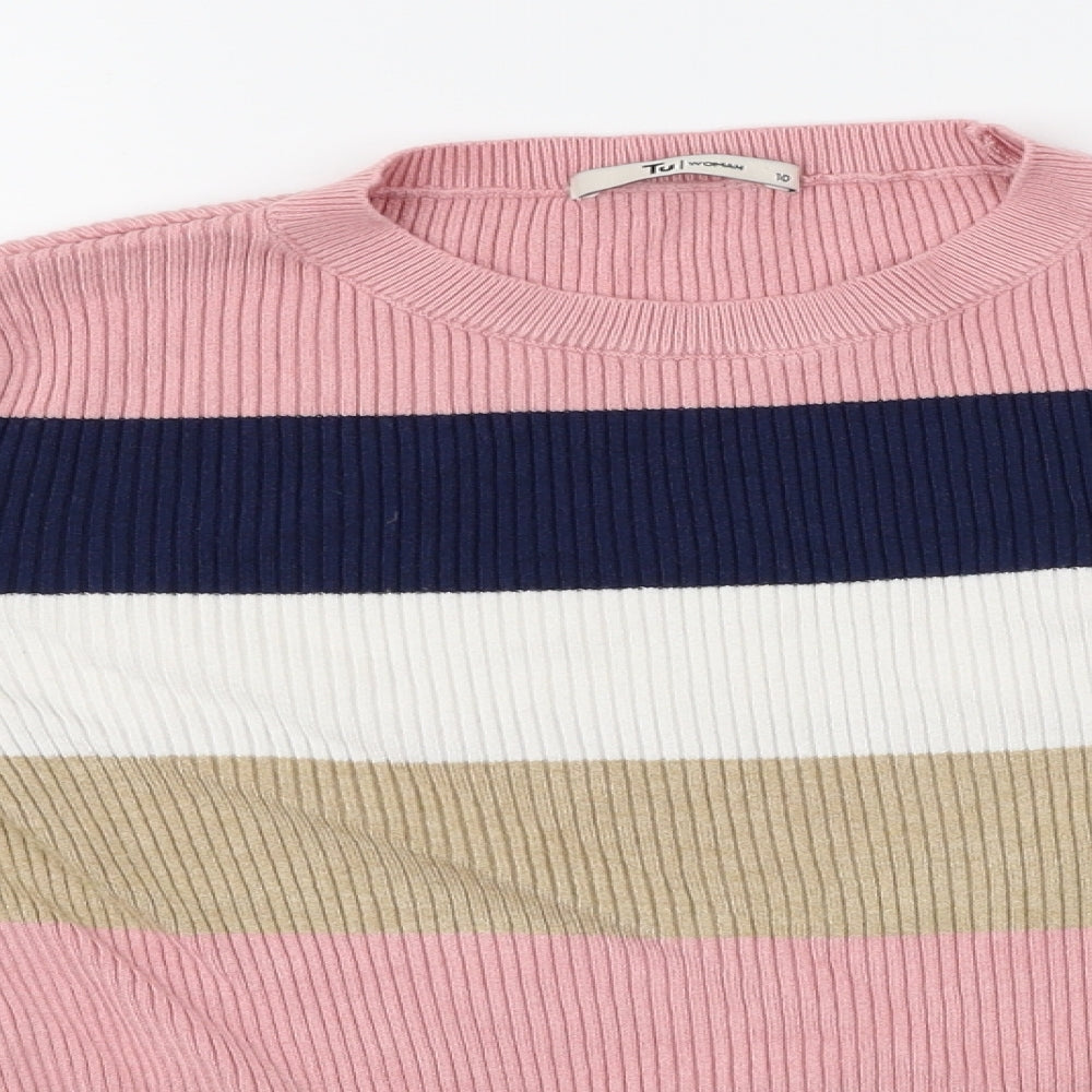 TU Womens Pink Striped  Pullover Jumper Size 10