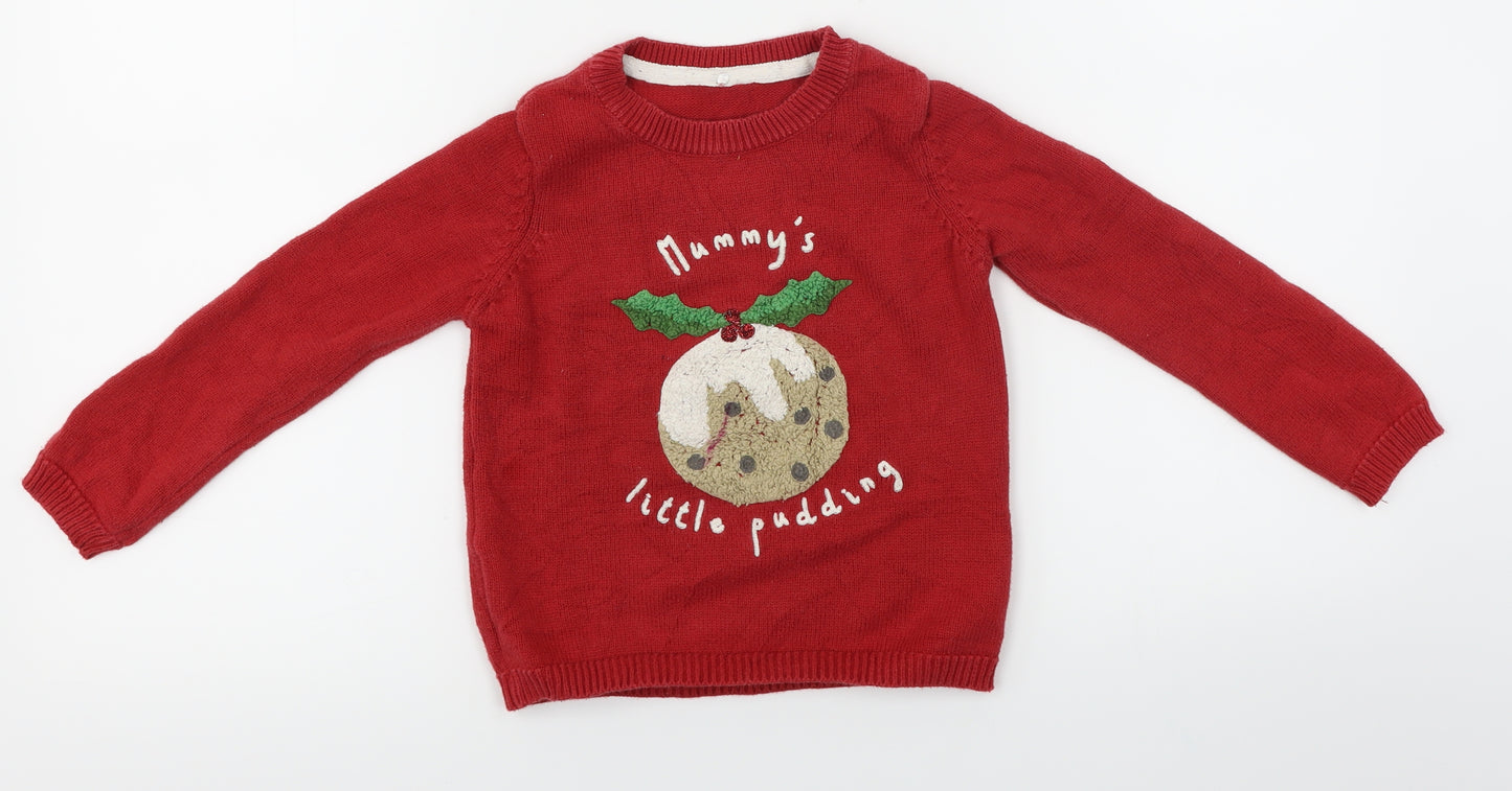 Preworn  Boys Red   Pullover Jumper Size 3-4 Years