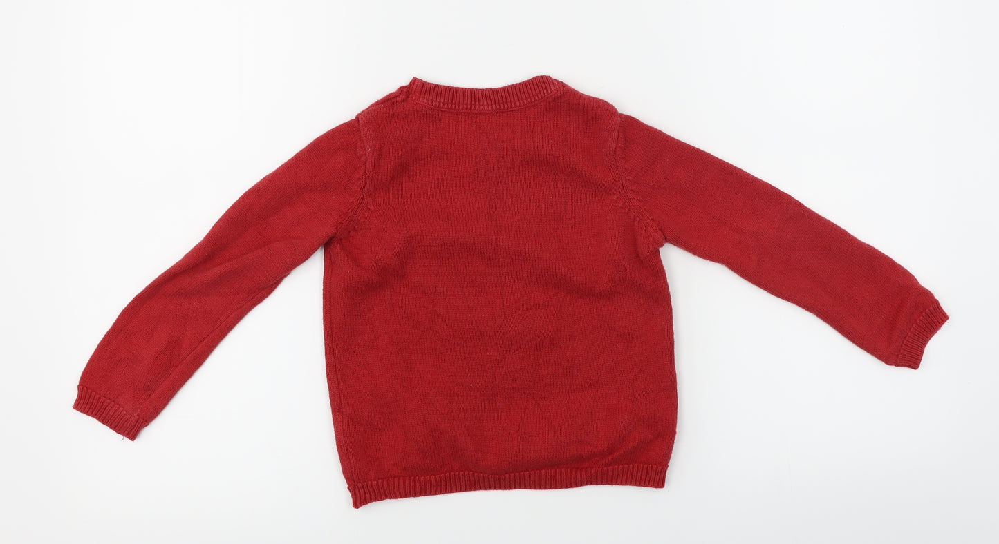 Preworn  Boys Red   Pullover Jumper Size 3-4 Years