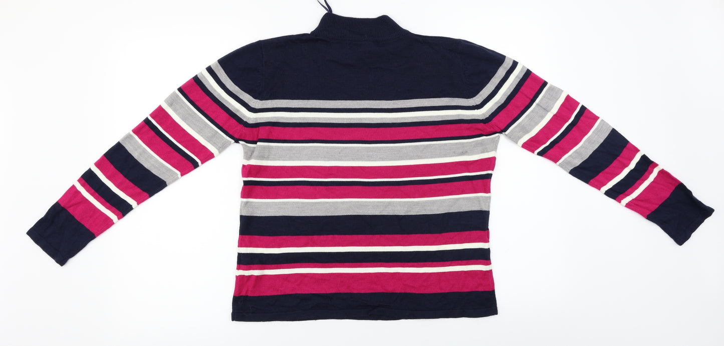 bm collection  Womens Blue Striped  Pullover Jumper Size S