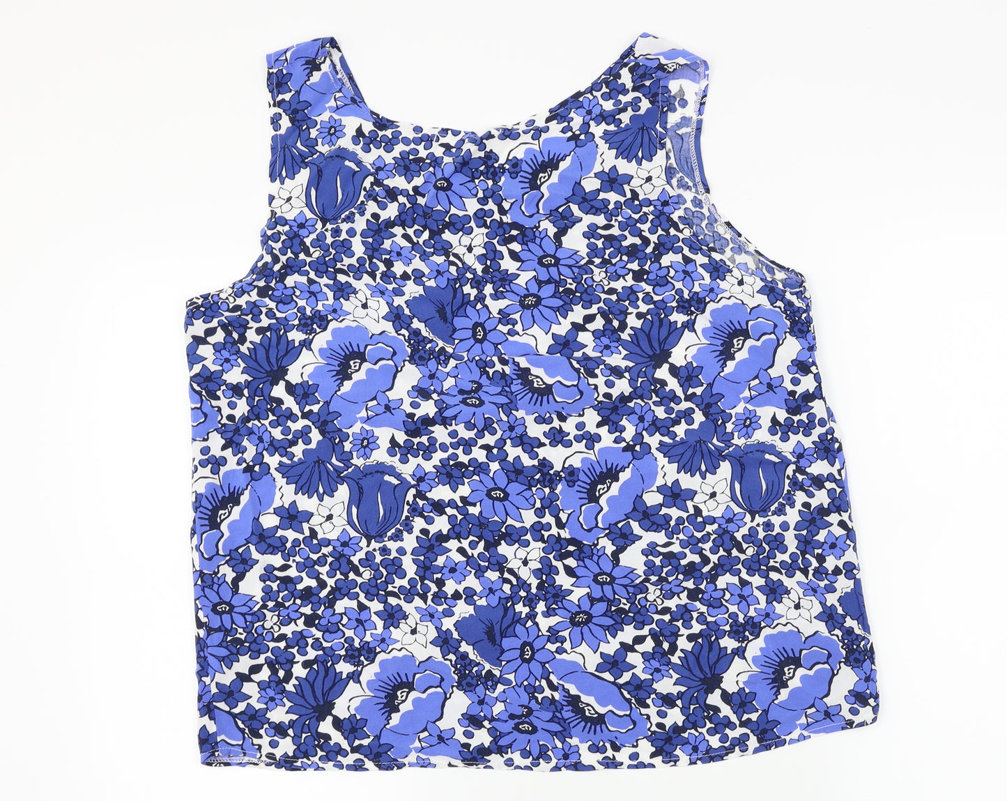 George  Womens Blue Floral  Basic Blouse Size 14