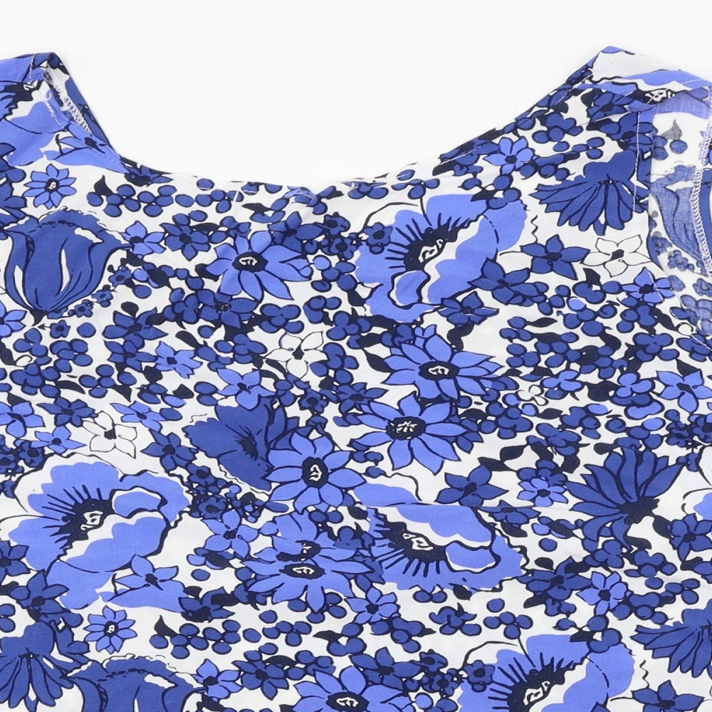George  Womens Blue Floral  Basic Blouse Size 14