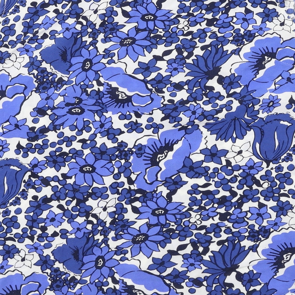 George  Womens Blue Floral  Basic Blouse Size 14