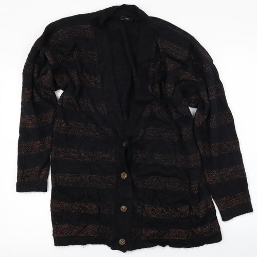 Your Sixth Sense  Womens Black Striped  Cardigan Jumper Size 12