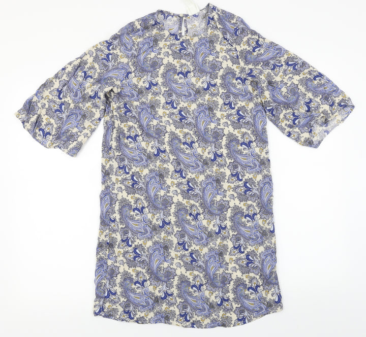 H&M Womens Blue Floral Basic Blouse Size 6