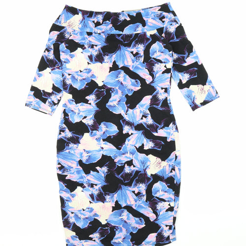 George Womens Blue Floral  Sheath  Size 12