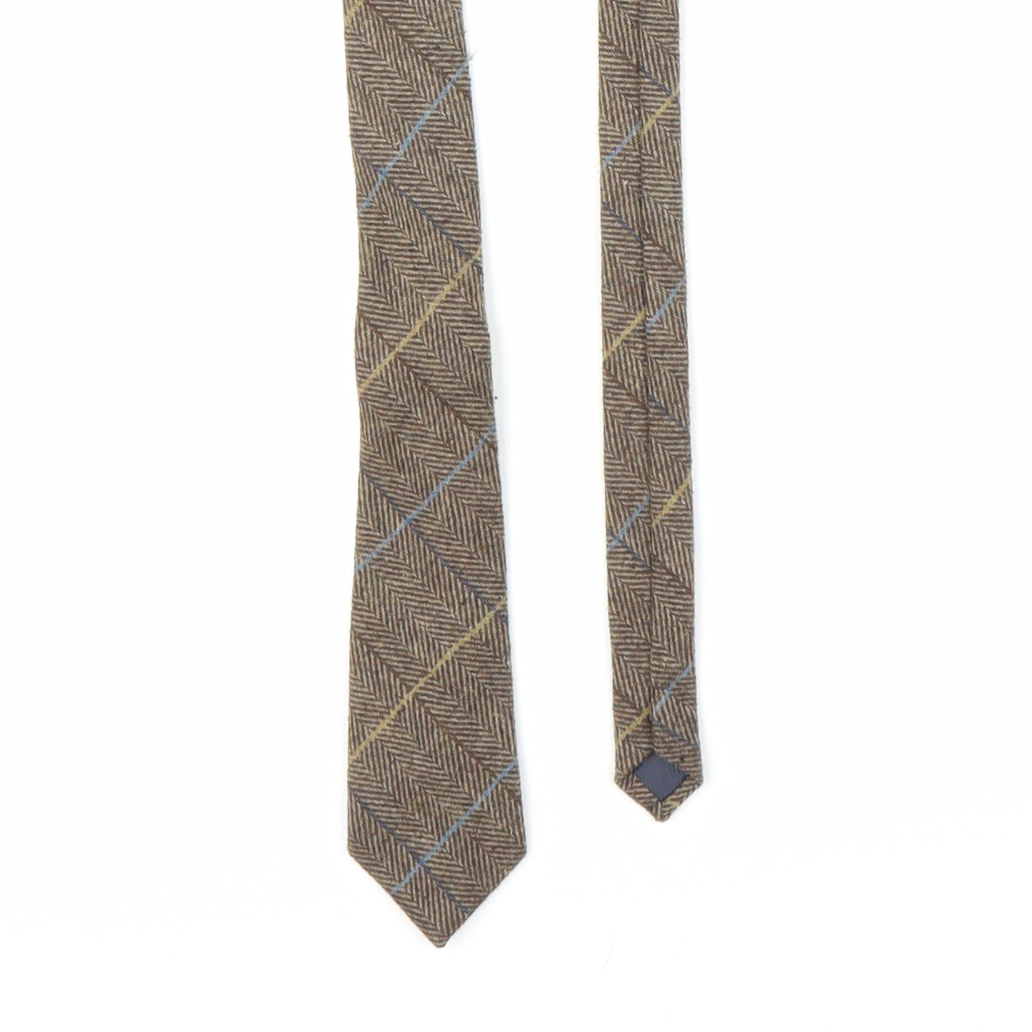 King & Priory Mens Brown Plaids & Checks  Pointed Tie One Size