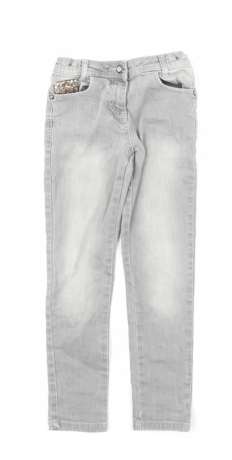 Monsoon Girls Grey  Denim Straight Jeans Size 8 Years
