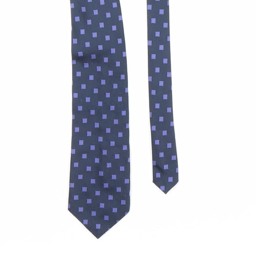 M&S Mens Blue Plaids & Checks  Pointed Tie One Size