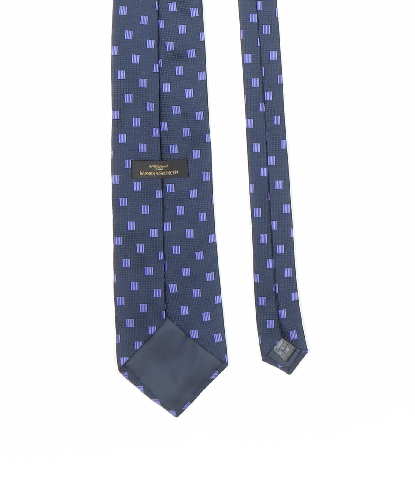 M&S Mens Blue Plaids & Checks  Pointed Tie One Size