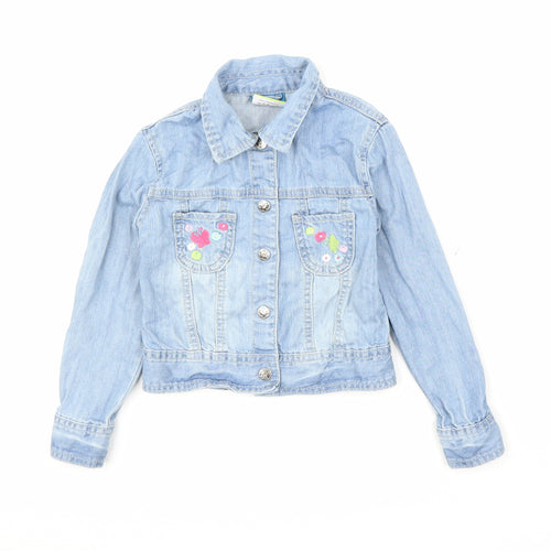 Topolino Girls Blue Floral Denim Jacket  Size 4-5 Years
