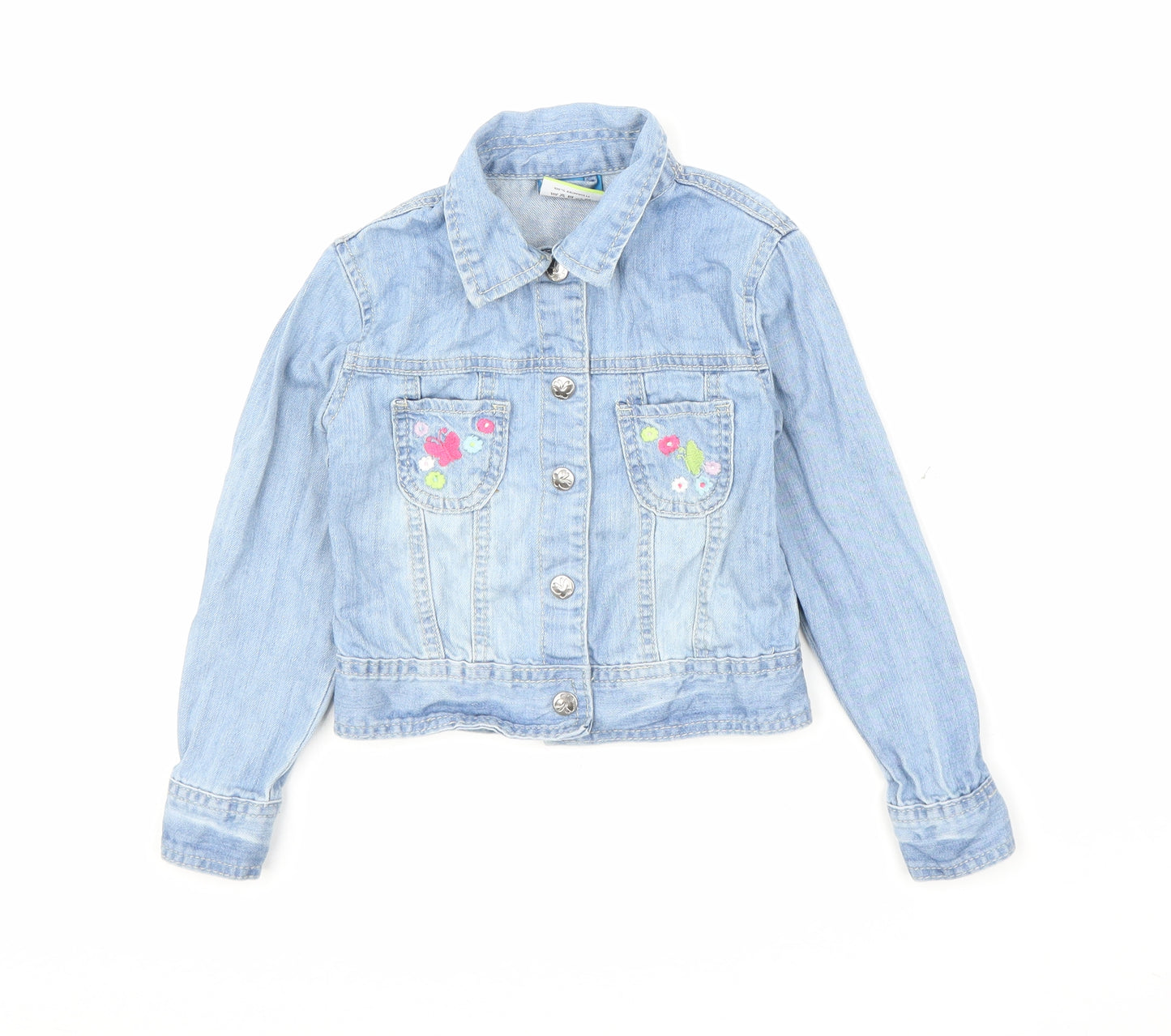 Topolino Girls Blue Floral Denim Jacket  Size 4-5 Years