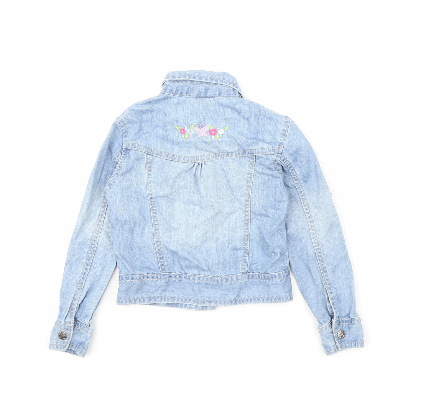 Topolino Girls Blue Floral Denim Jacket  Size 4-5 Years