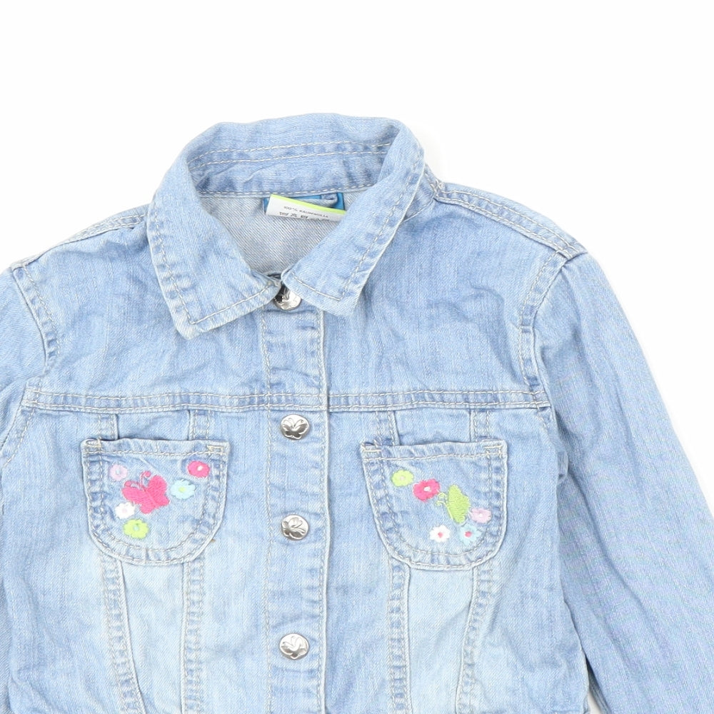 Topolino Girls Blue Floral Denim Jacket  Size 4-5 Years