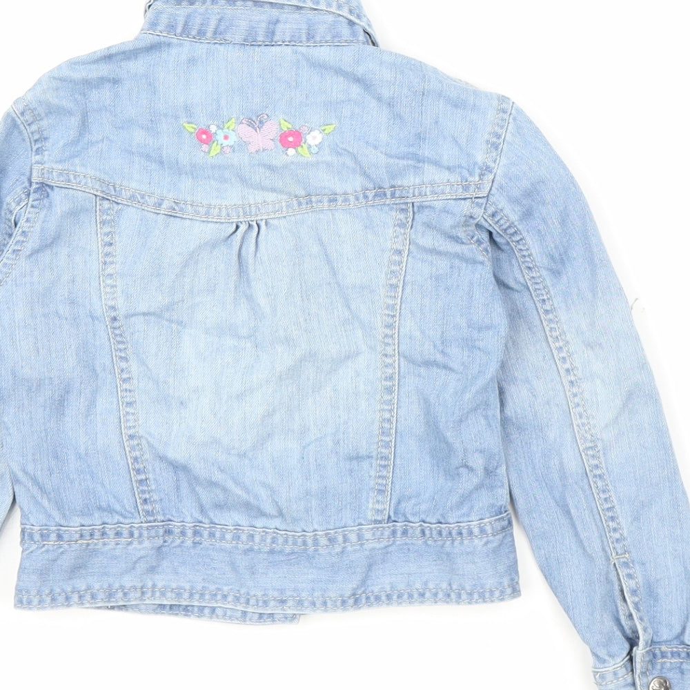 Topolino Girls Blue Floral Denim Jacket  Size 4-5 Years