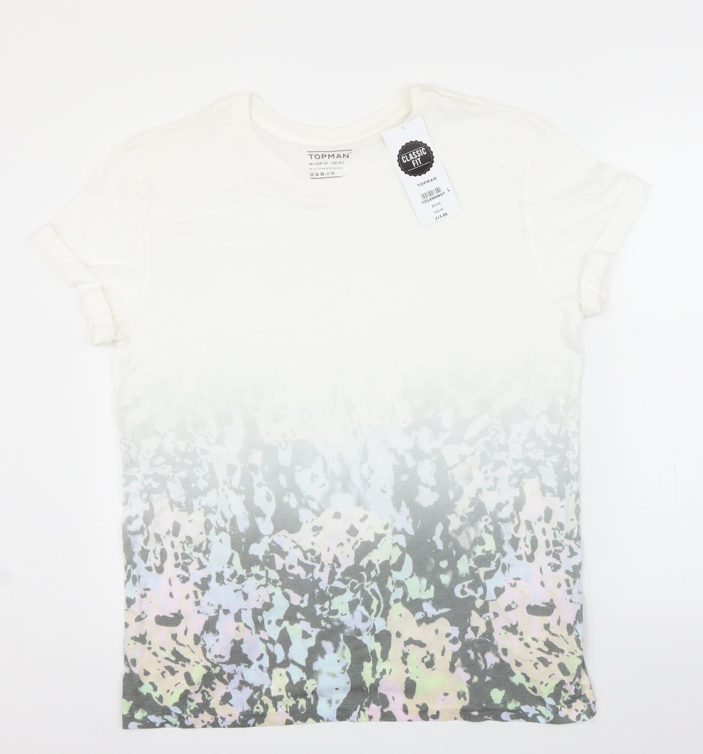 Topman Mens White Camouflage   T-Shirt Size L