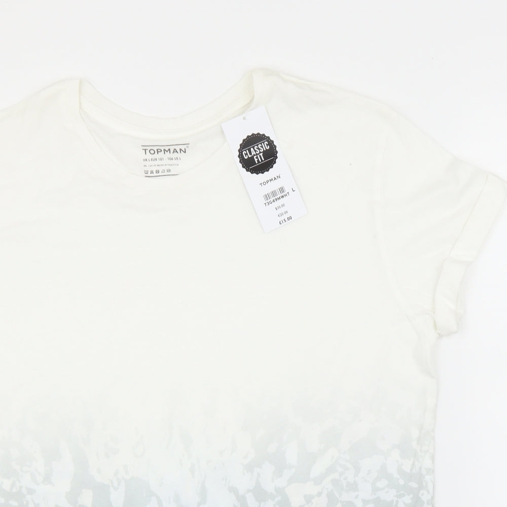 Topman Mens White Camouflage   T-Shirt Size L