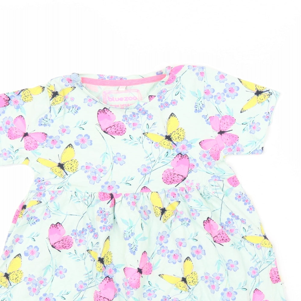 Debenhams Girls Blue Animal Print  A-Line  Size 5-6 Years