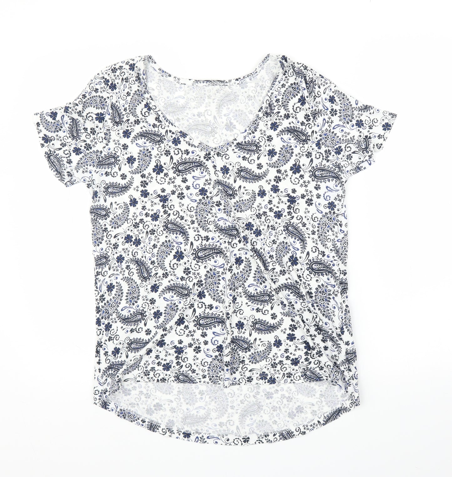 Nutmeg Womens Blue Paisley  Basic Blouse Size 14