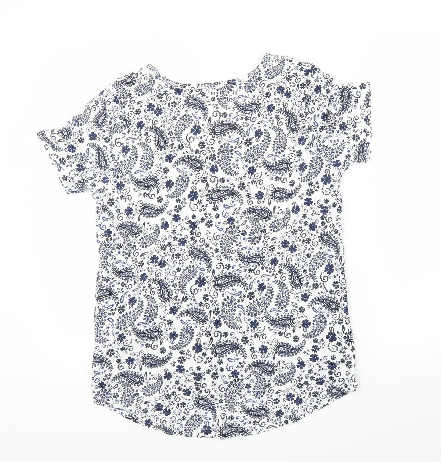 Nutmeg Womens Blue Paisley  Basic Blouse Size 14
