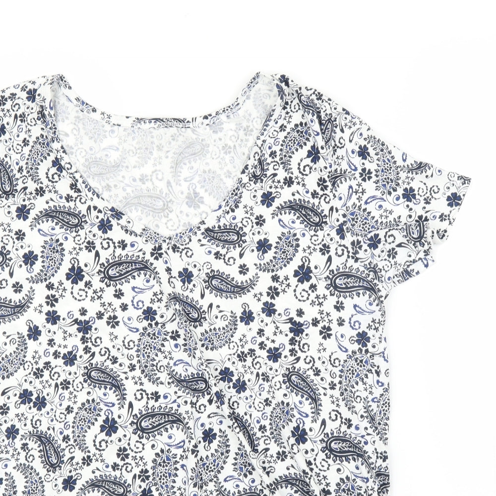 Nutmeg Womens Blue Paisley  Basic Blouse Size 14