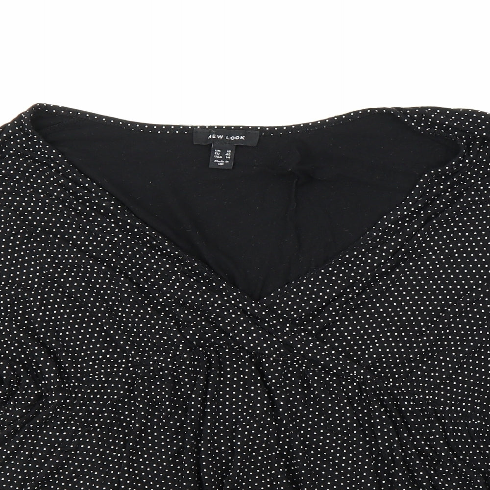 New Look Womens Black   Basic Blouse Size 18  - Spotted