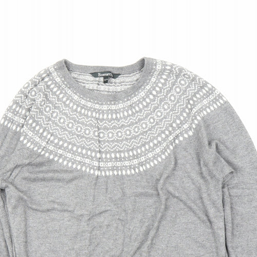 Bonmarché Womens Grey Fair Isle  Pullover Jumper Size 14