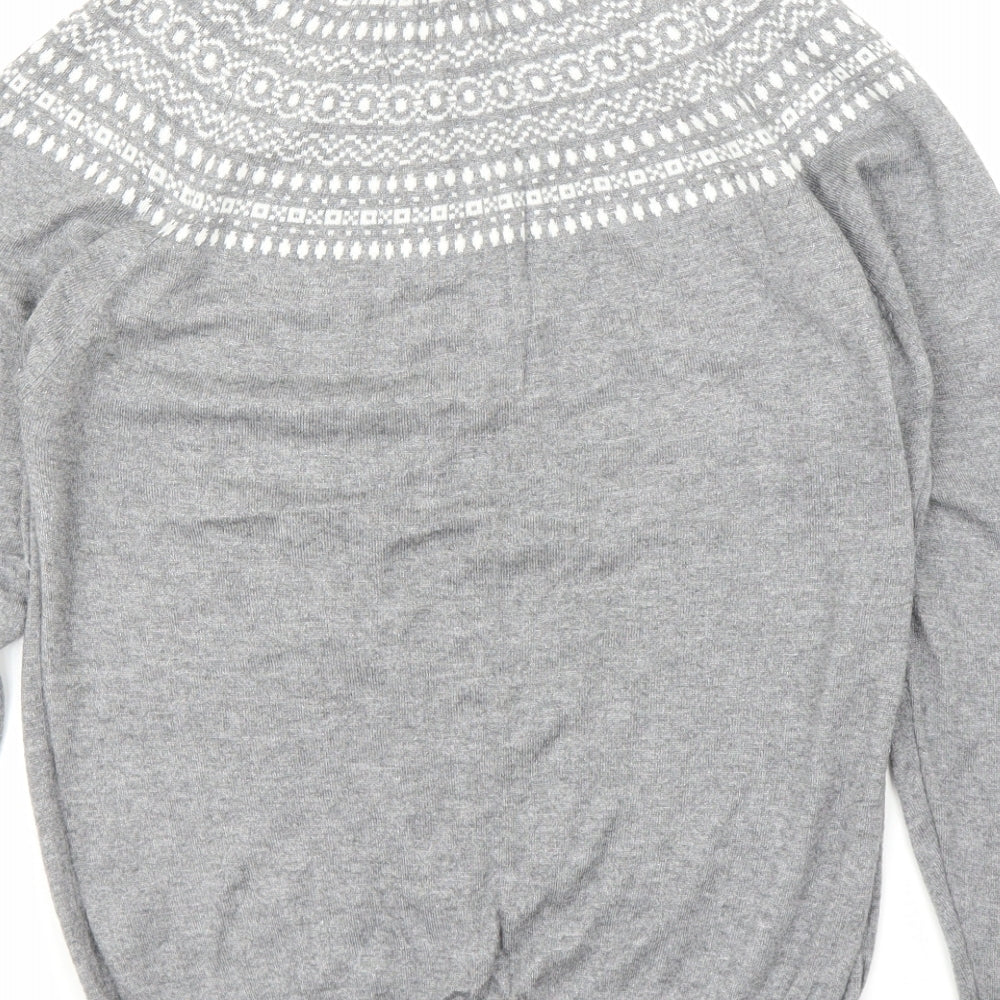 Bonmarché Womens Grey Fair Isle  Pullover Jumper Size 14