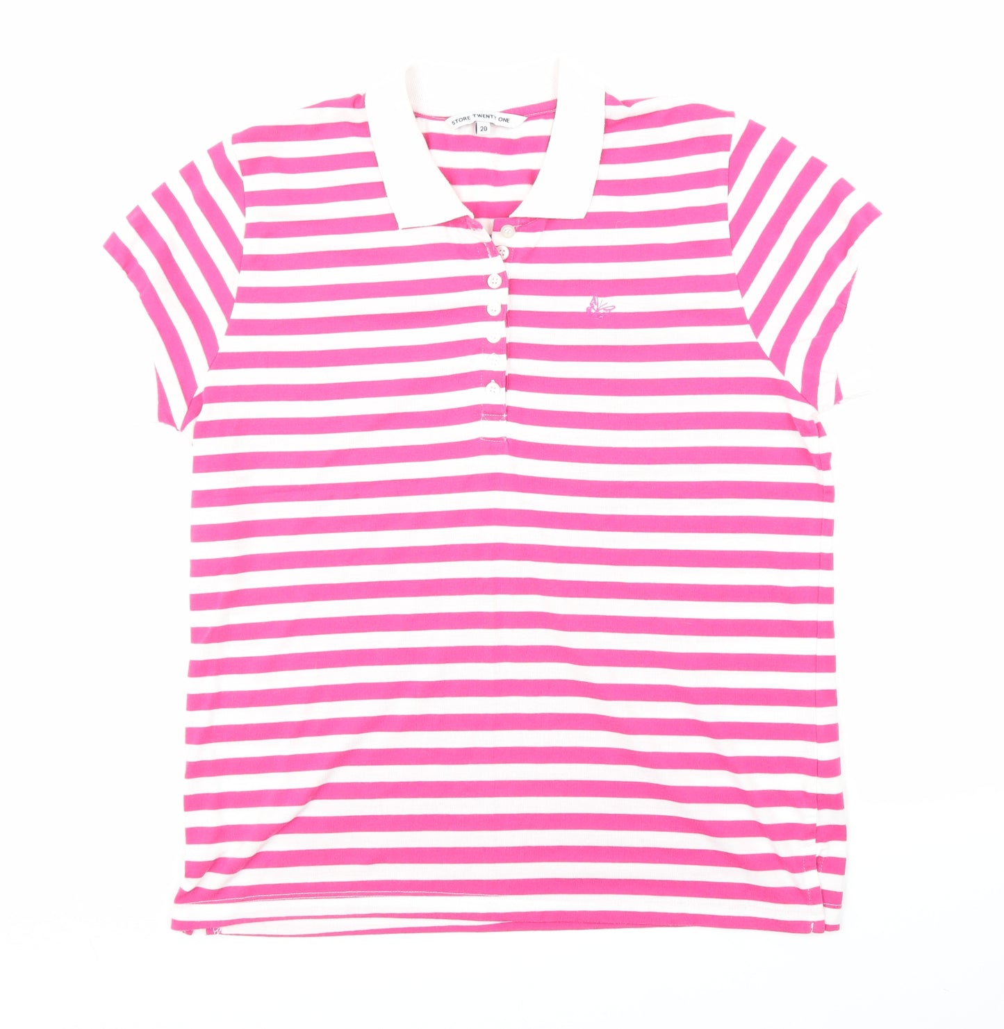 Store Twenty One Womens Pink Striped  Basic Polo Size 20