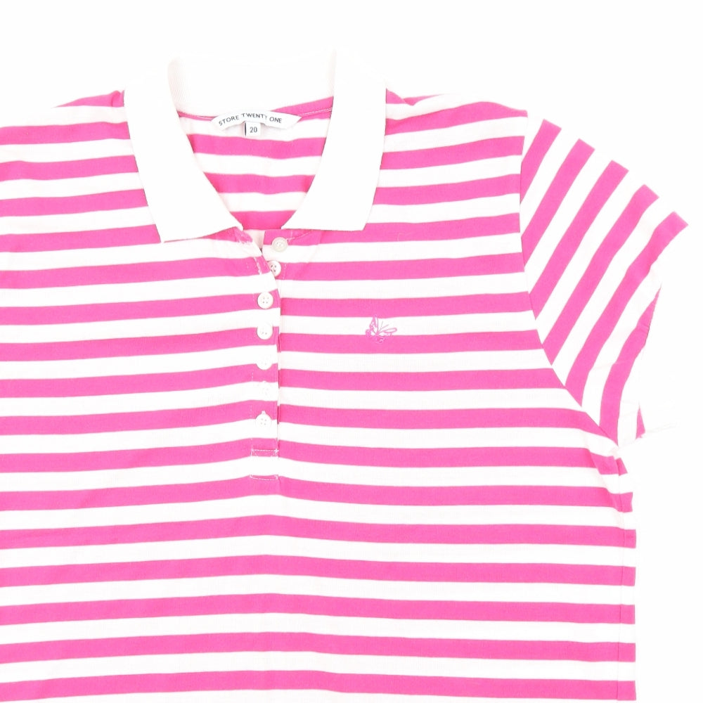 Store Twenty One Womens Pink Striped  Basic Polo Size 20