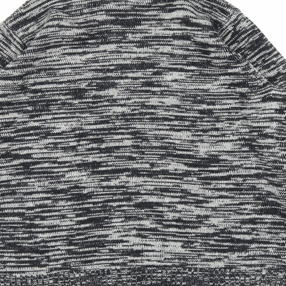 BM Mens Grey Striped  Cardigan Jumper Size L