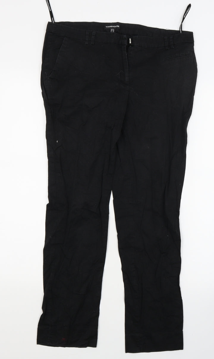 Warehouse Womens Black Trousers Size 12 L25 in