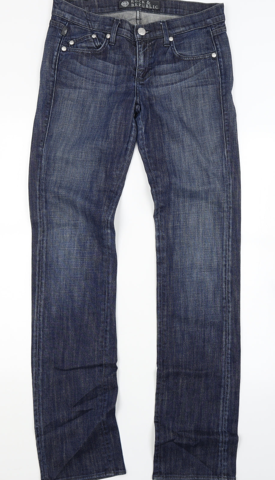 Rock & Republic Womens Blue  Denim Straight Jeans Size 10 L31 in