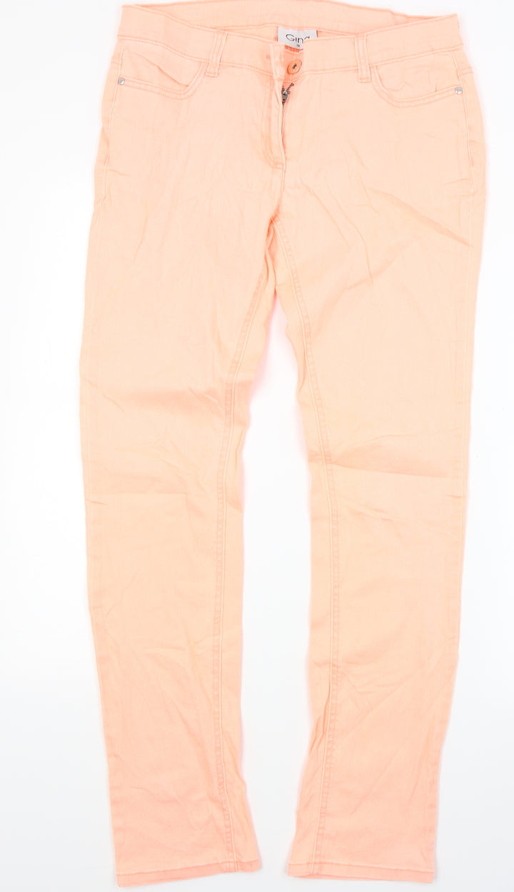 Gina Womens Orange Denim Skinny Jeans Size 10 L28 in