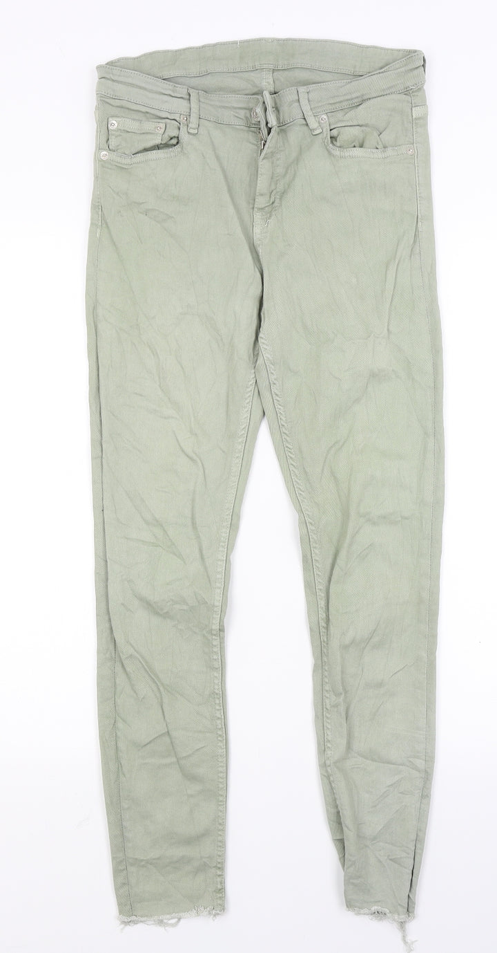 Preworn Womens Green Denim Skinny Jeans Size 8 L25 in