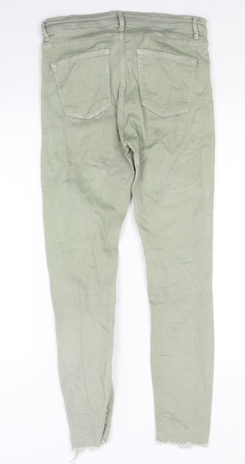 Preworn Womens Green  Denim Skinny Jeans Size 8 L25 in