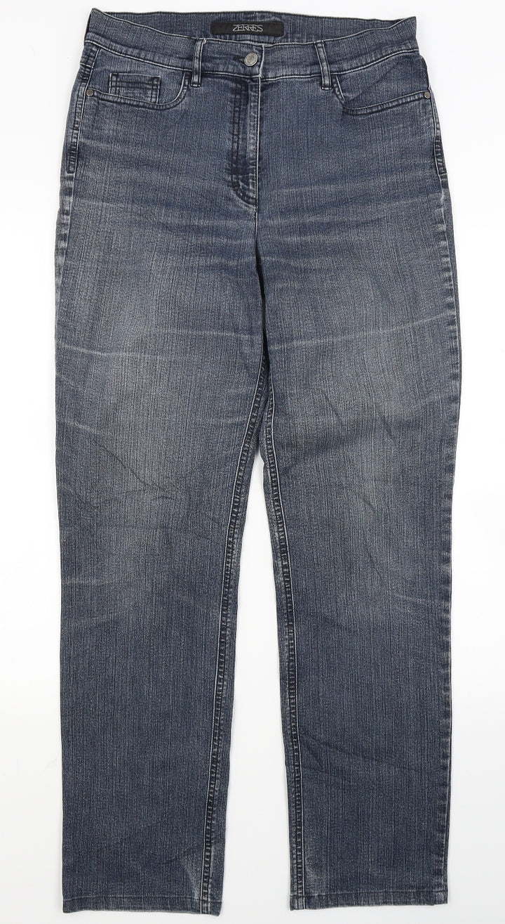 ZERRES Womens Blue Denim Straight Jeans Size 12 L28 in