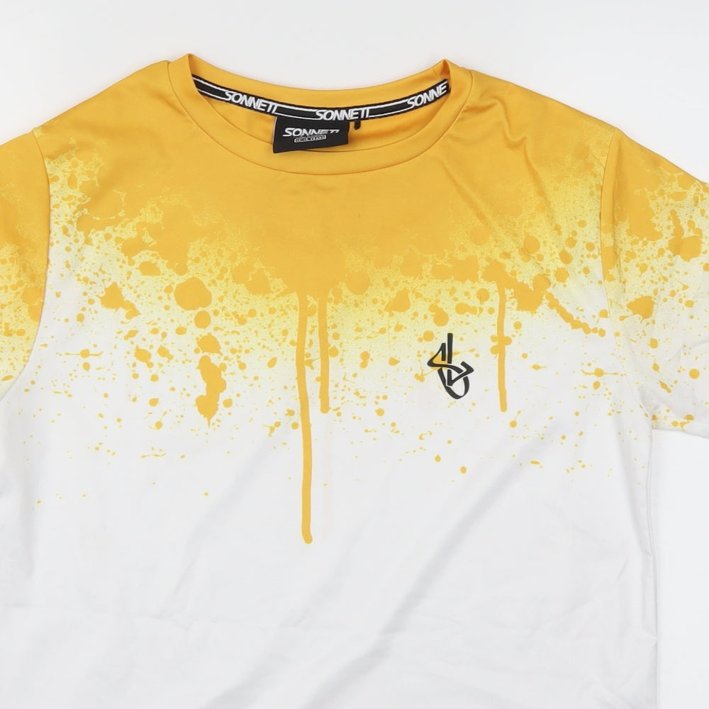 Sonneti Boys Yellow   Basic T-Shirt Size 13-14 Years  - Yellow Paint Graphic