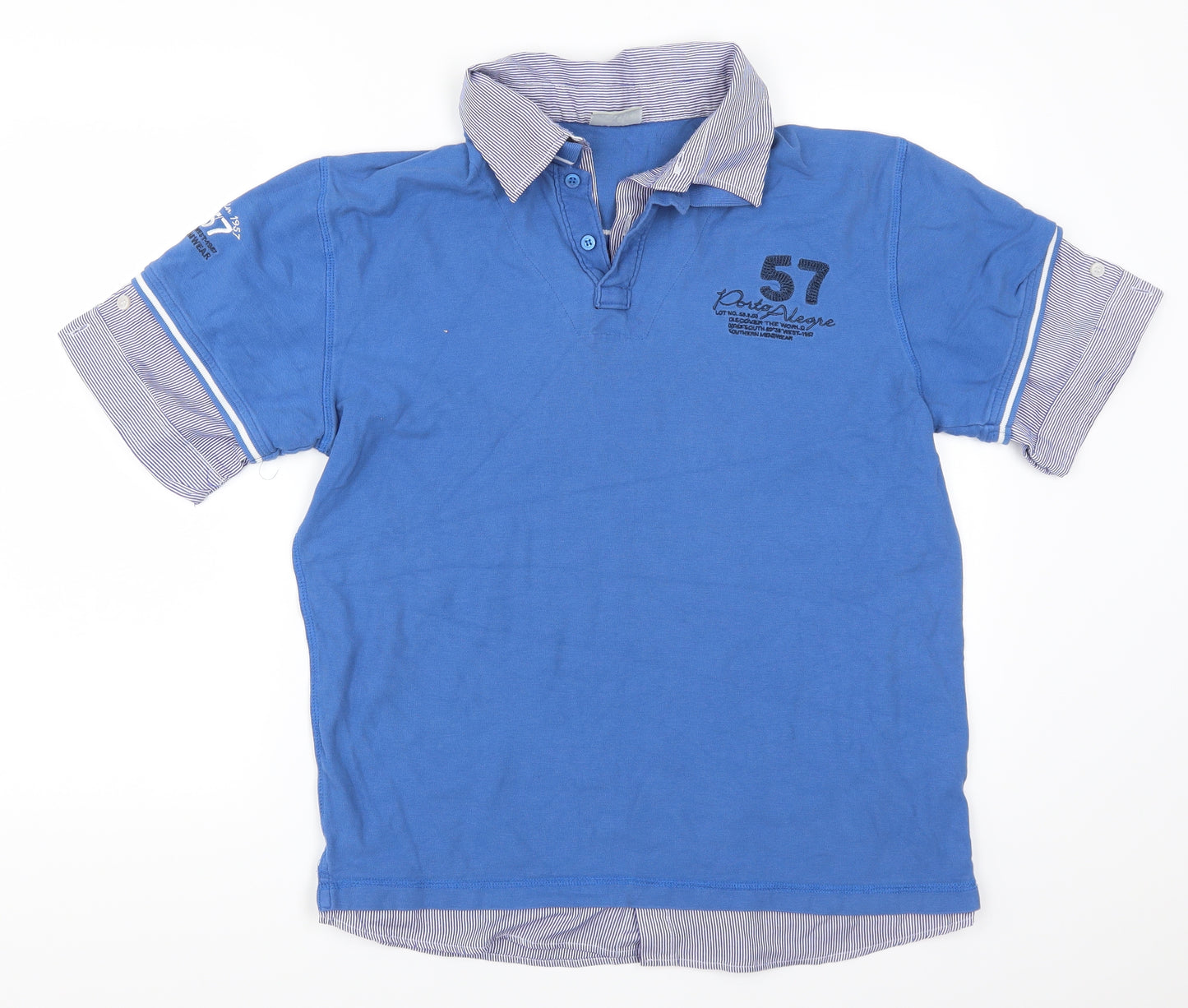 Southern Mens Blue Striped   Polo Size L  - 57