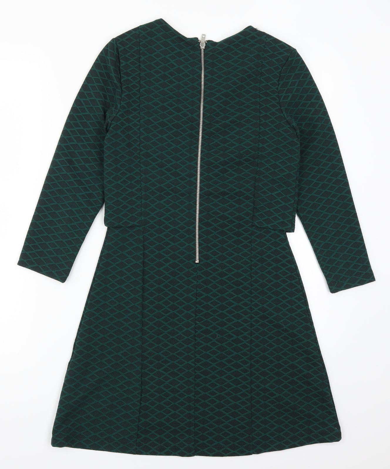Topshop Womens Green Geometric  A-Line  Size 6