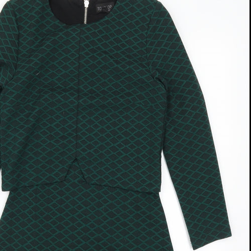 Topshop Womens Green Geometric  A-Line  Size 6