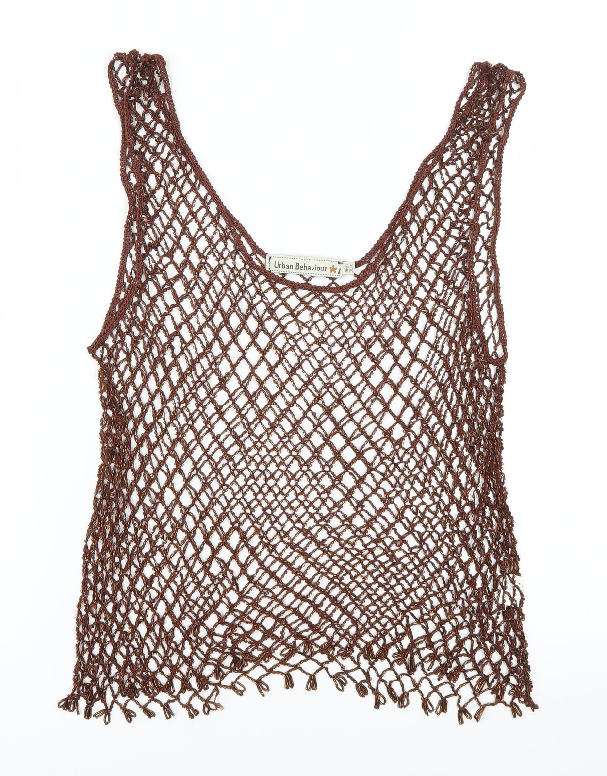 Urban Behavior Womens Brown  Rayon Basic Tank One Size  - Open Knit