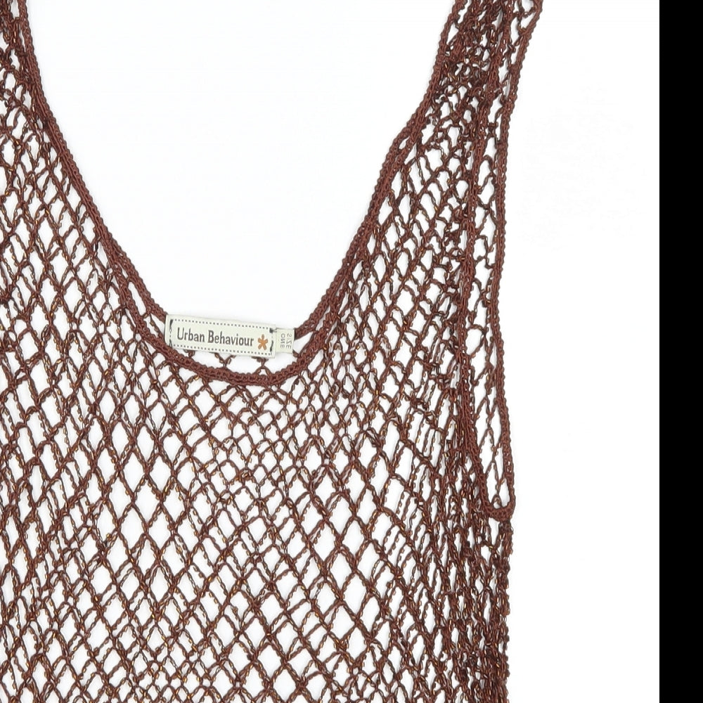 Urban Behavior Womens Brown  Rayon Basic Tank One Size  - Open Knit