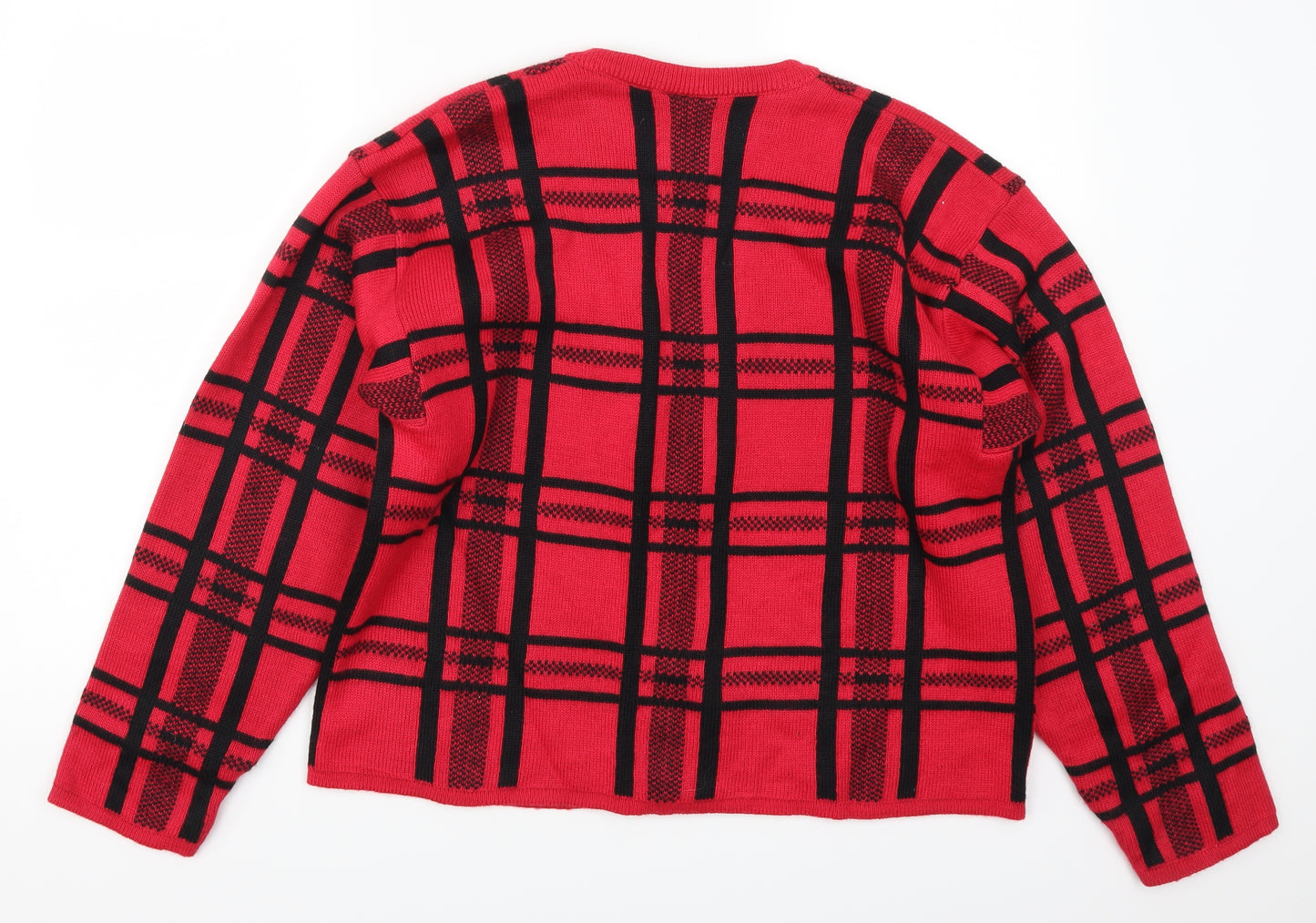 Alexon Womens Red Check  Cardigan Jumper Size L