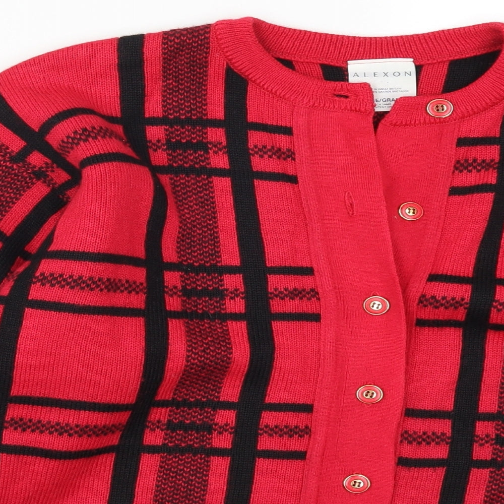 Alexon Womens Red Check  Cardigan Jumper Size L