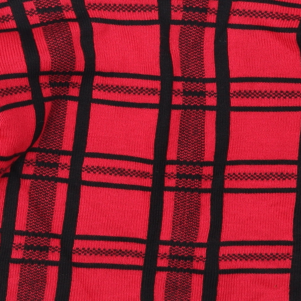 Alexon Womens Red Check  Cardigan Jumper Size L